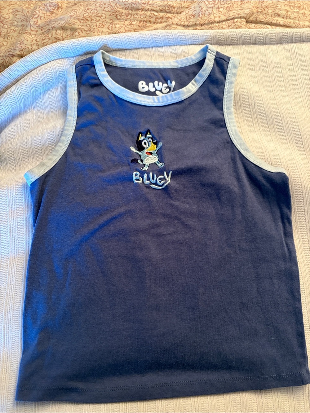 Bluey Tank Top with Character Embroidery